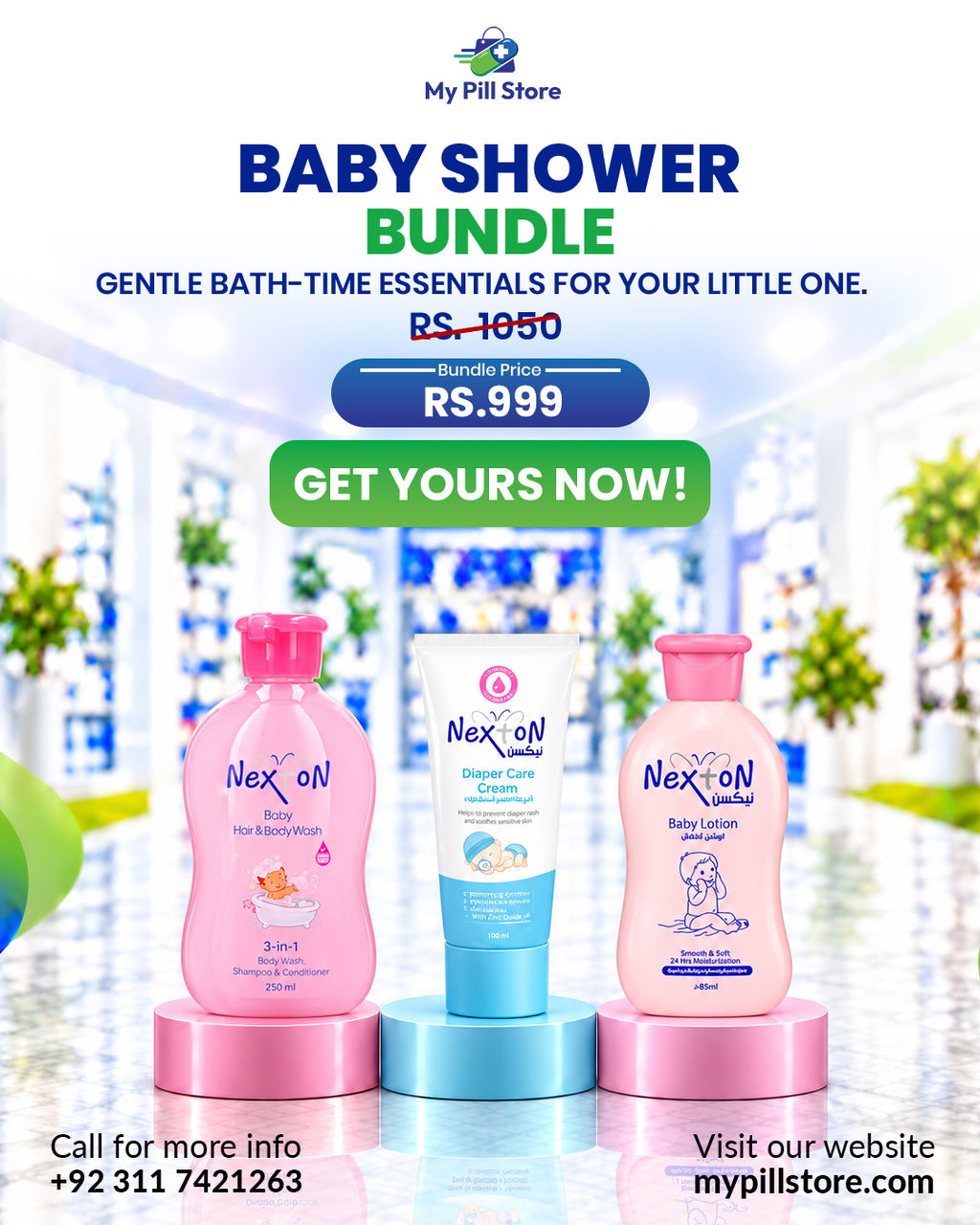 Nexton Baby Shower Care Bundle – Complete 3-in-1 Baby Bath & Skin Care | My Pill Store