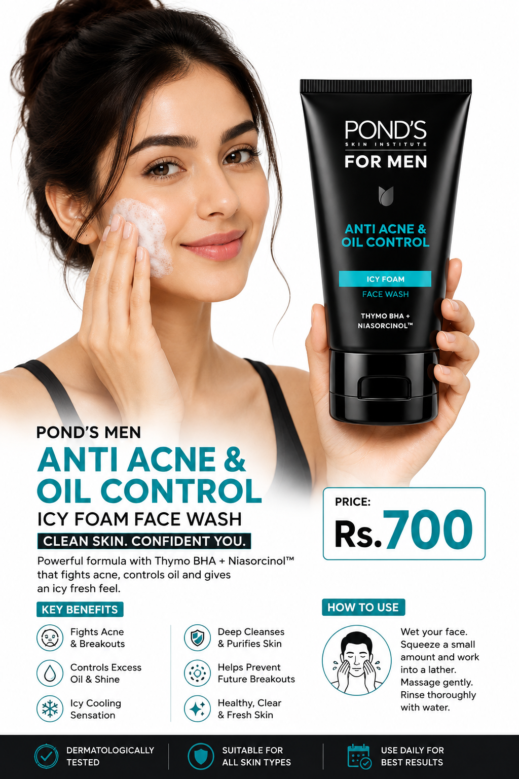 Pond’s Men Anti Acne &amp; Oil Control Icy Foam Face Wash
