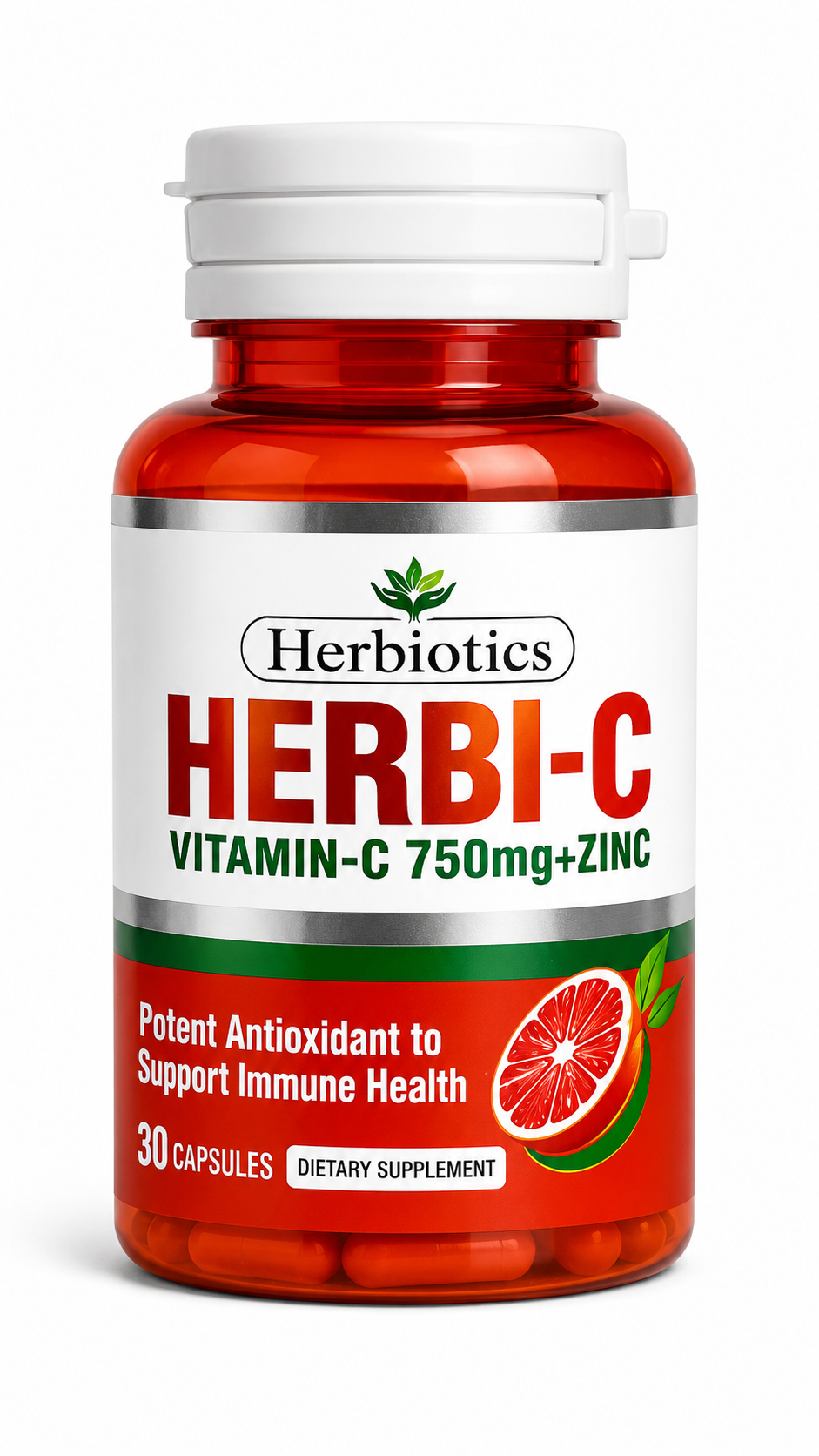 Herbiotics Herbi-C Vitamin C 750mg + Zinc – 30 Capsules