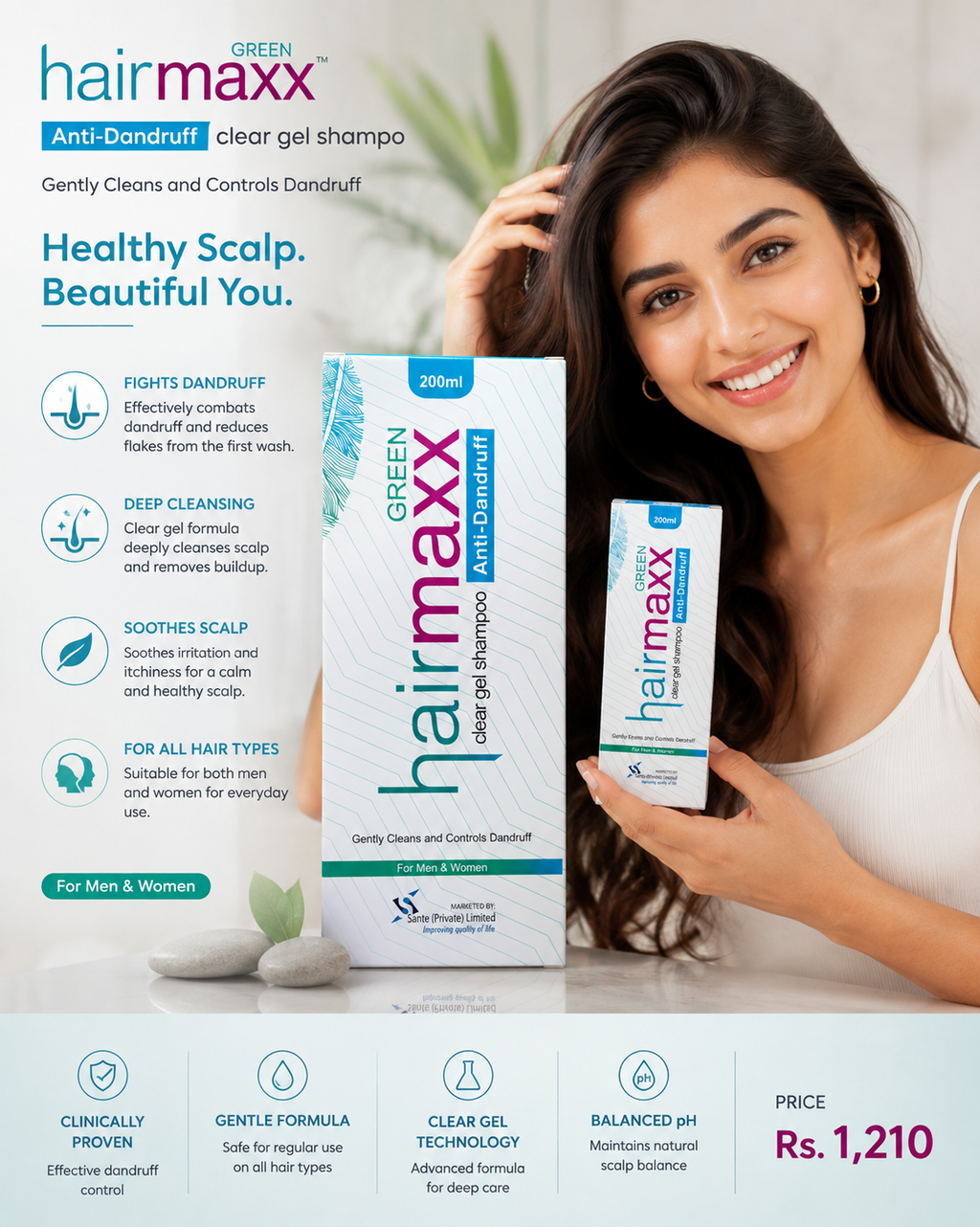 Hairmaxx Green Anti-Dandruff Clear Gel Shampoo 200ml