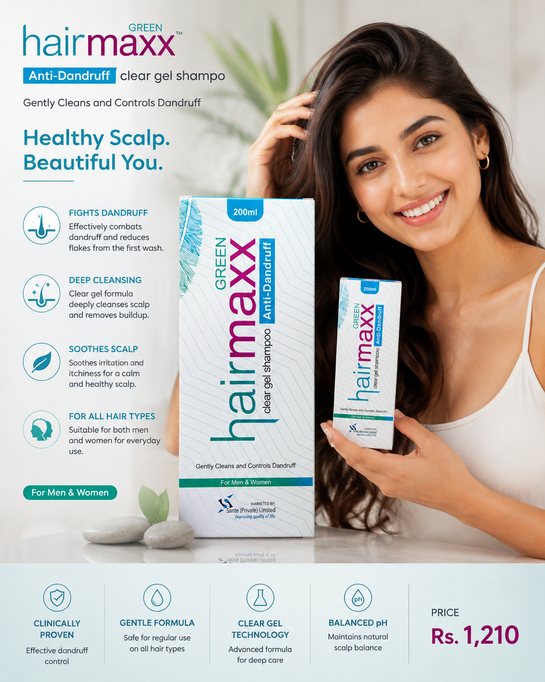 Hairmaxx Green Anti-Dandruff Clear Gel Shampoo 200ml