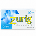 Zurig 40mg Tablets – Febuxostat | 20 Tablets