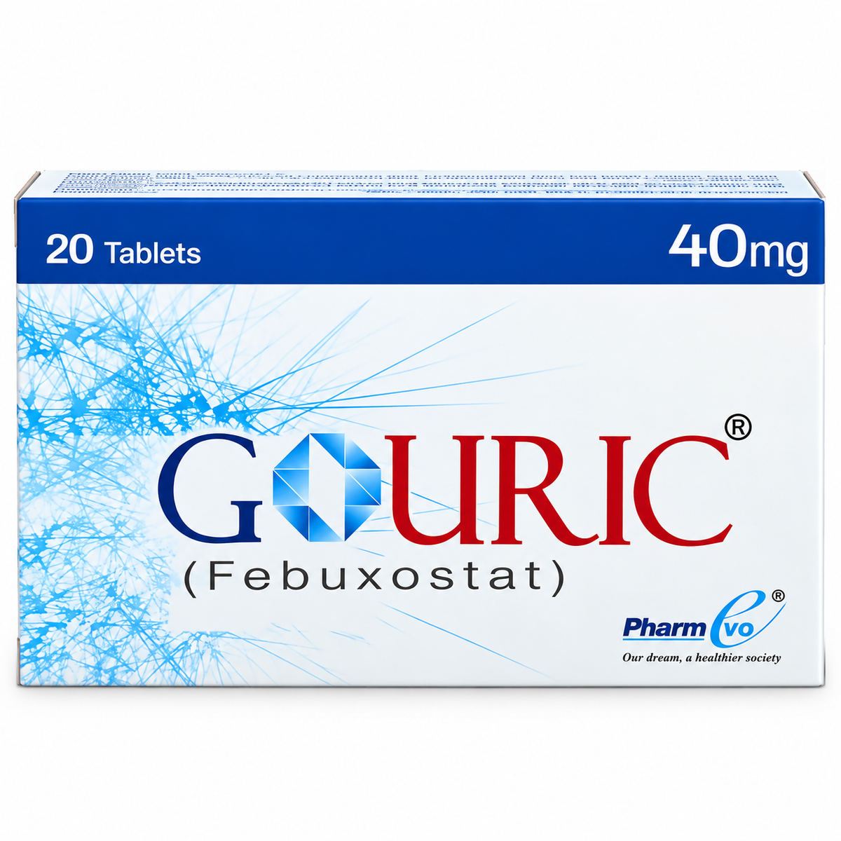 Gouric 40mg Tablets – Febuxostat | 20 Tablets