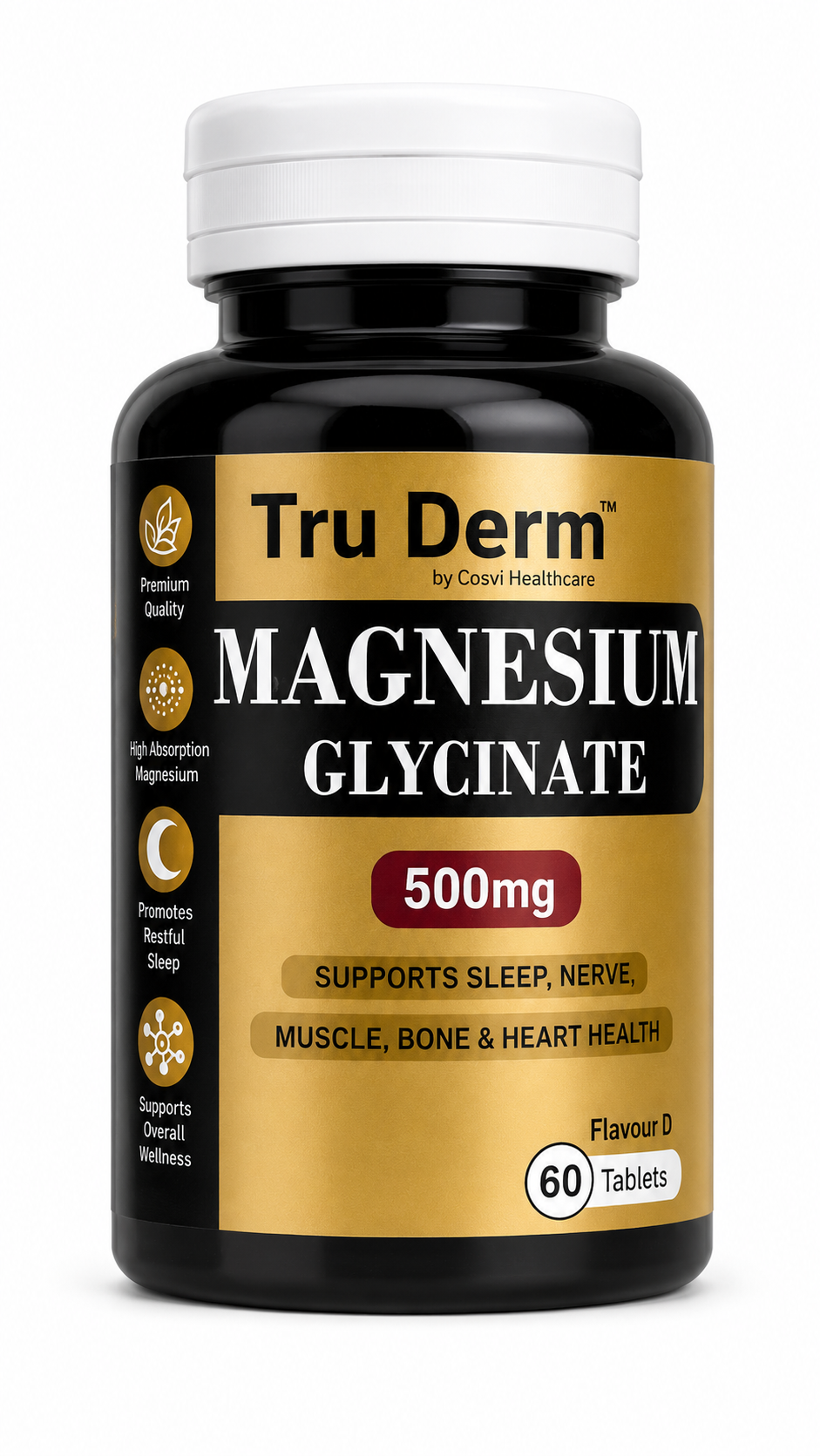 Tru Derm Magnesium Glycinate 500mg – 60 Tablets