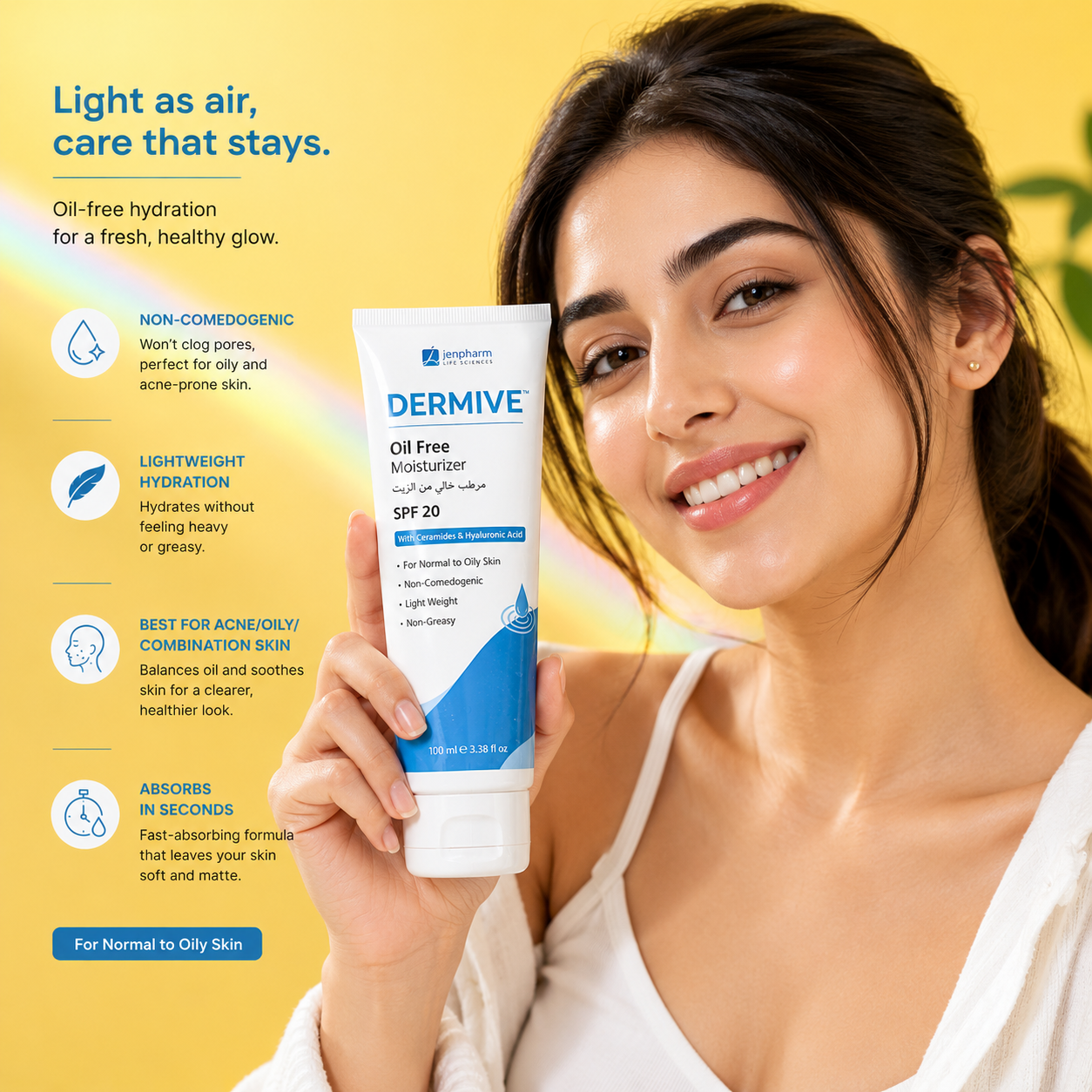 Dermive Oil Free Moisturizer SPF 20 – 100ml