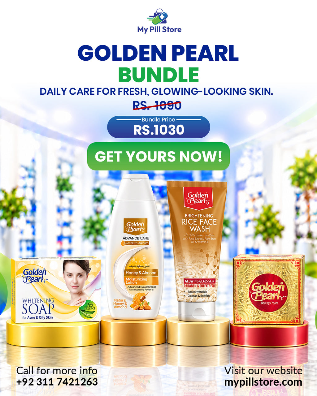 Golden Pearl Complete Skin Care Bundle – Brightening & Moisturizing | My Pill Store
