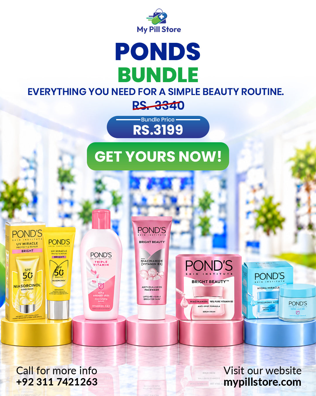 Pond's Complete Skin Care Bundle – Brightening, Hydration & Sun Protection | My Pill Store