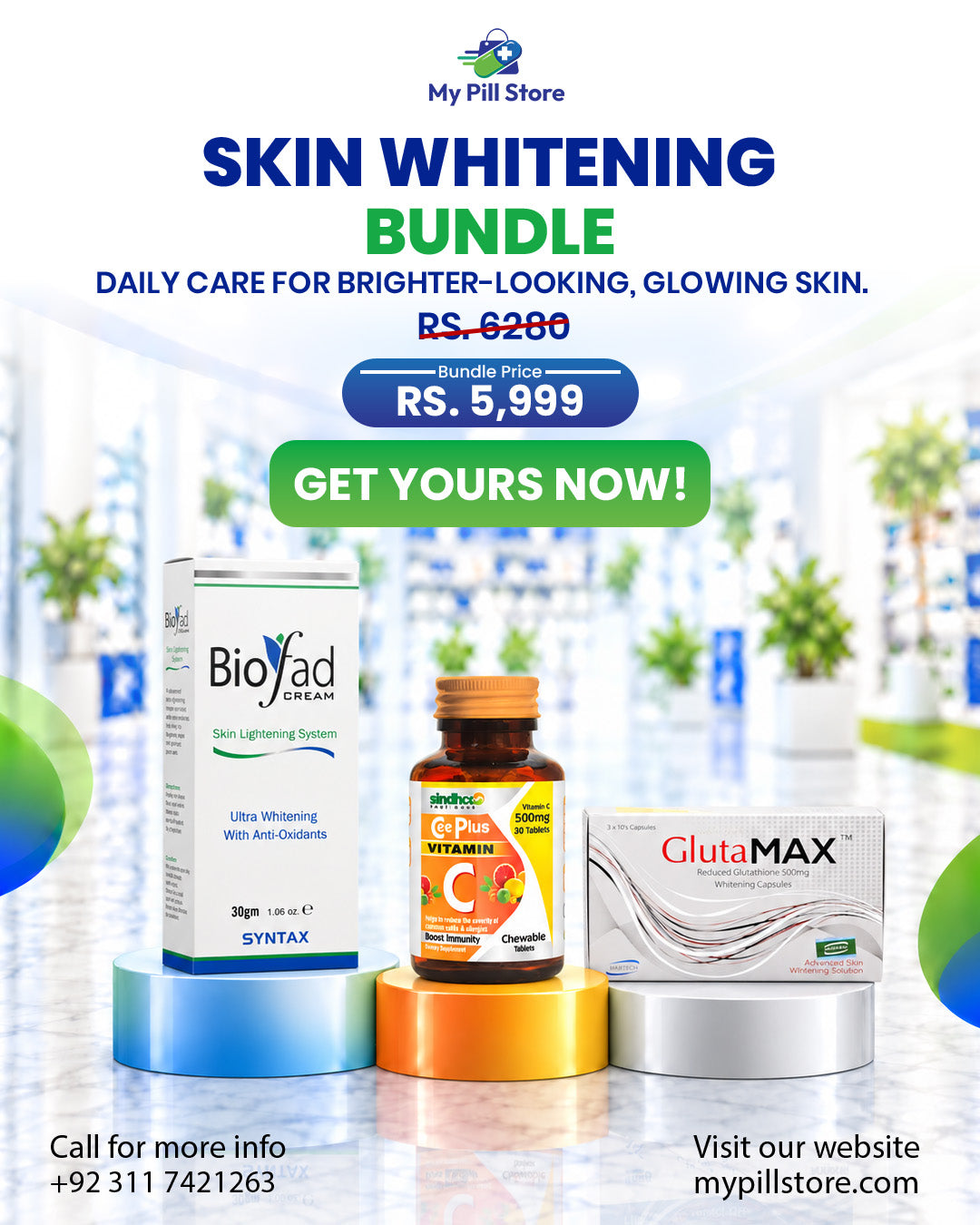 Skin Brightening & Glow Combo – Biofad, GlutaMAX & Vitamin C | My Pill Store