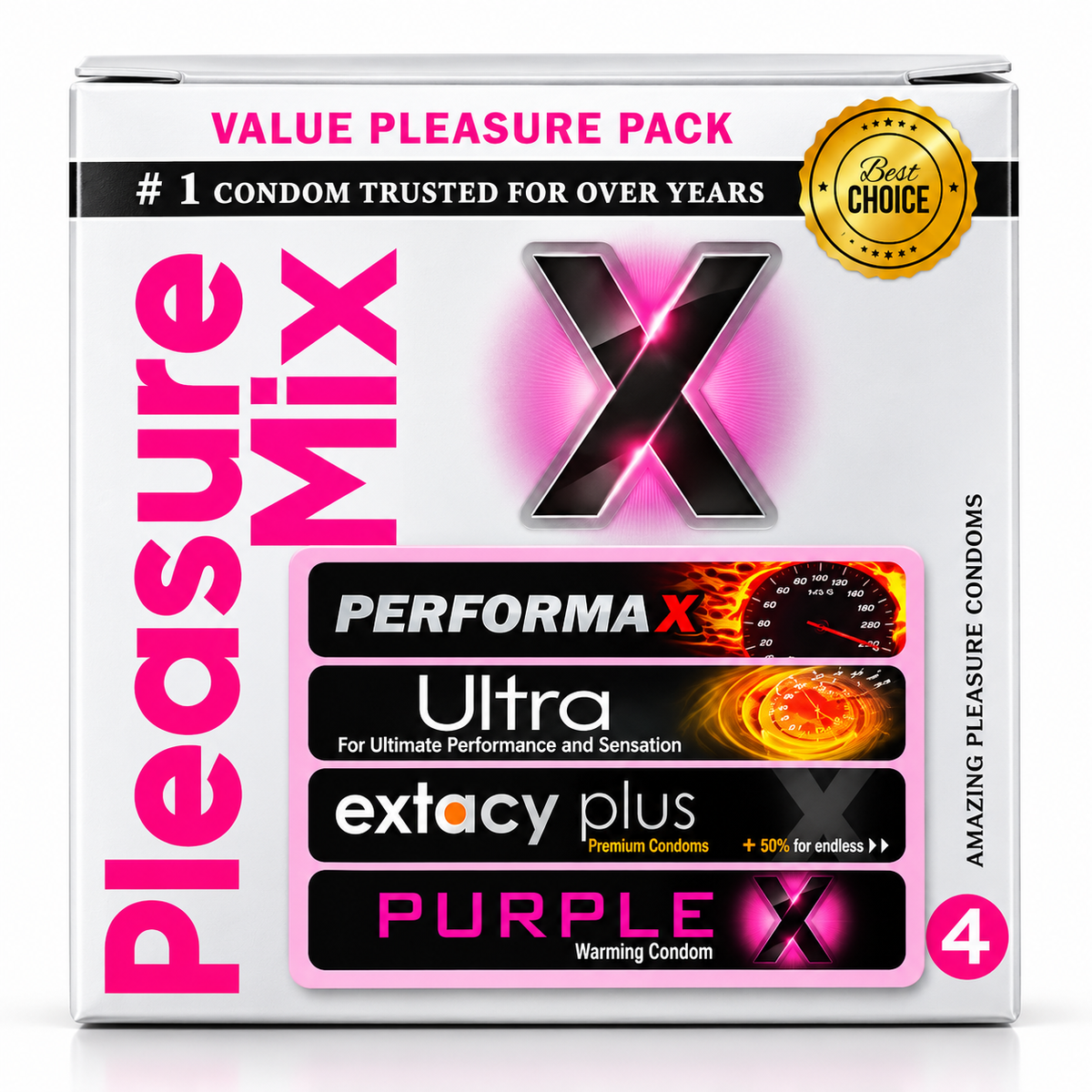 Pleasure Mix Value Pleasure Pack – 4 Condoms