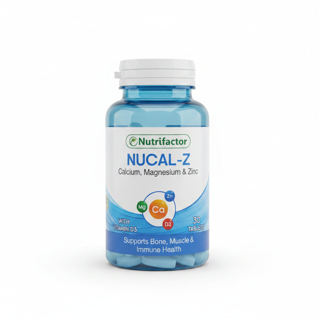 Nutrifactor Nucal-Z – Calcium, Magnesium &amp; Zinc with Vitamin D3 – 30 Tablets