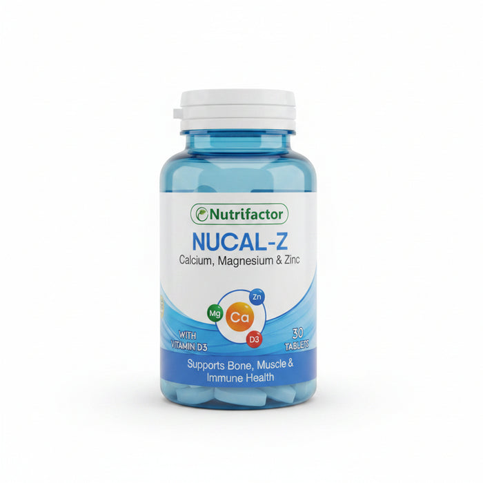 Nutrifactor Nucal-Z – Calcium, Magnesium &amp; Zinc with Vitamin D3 – 30 Tablets