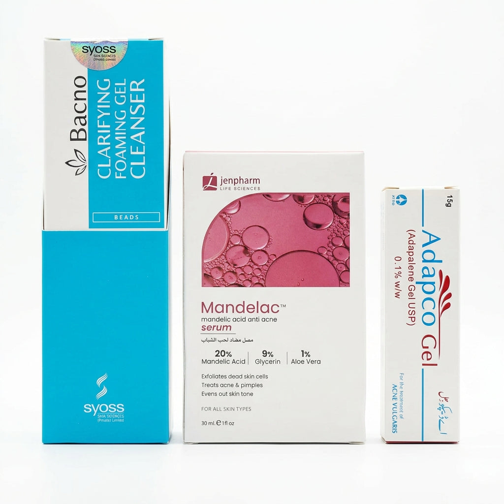 Acne Care Combo – Cleanser, Mandelac Serum & Adapco Gel | My Pill Store