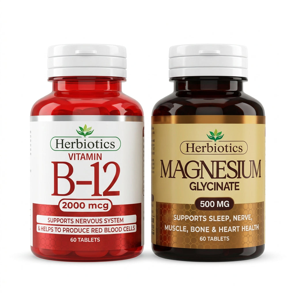 Muscle Strength Combo – Vitamin B12 & Magnesium Glycinate | Herbiotics