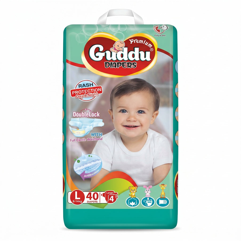 Guddu Premium Baby Diapers – Comfortable Fit & Day and Night Protection