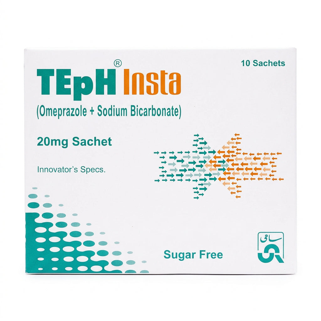 TEpH Insta 20mg Sachets – Omeprazole + Sodium Bicarbonate | 10 Sachets