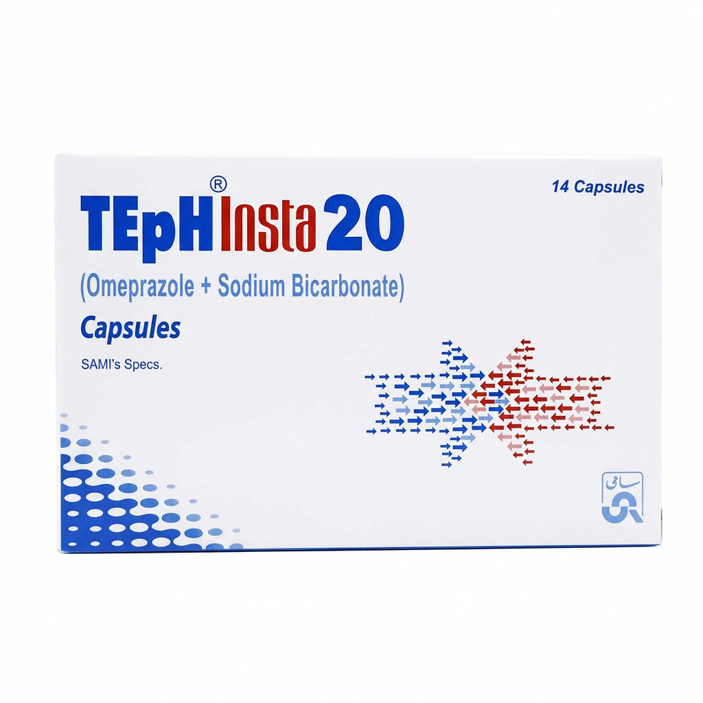 TEpH Insta 20 Capsules – Omeprazole + Sodium Bicarbonate | 14 Capsules