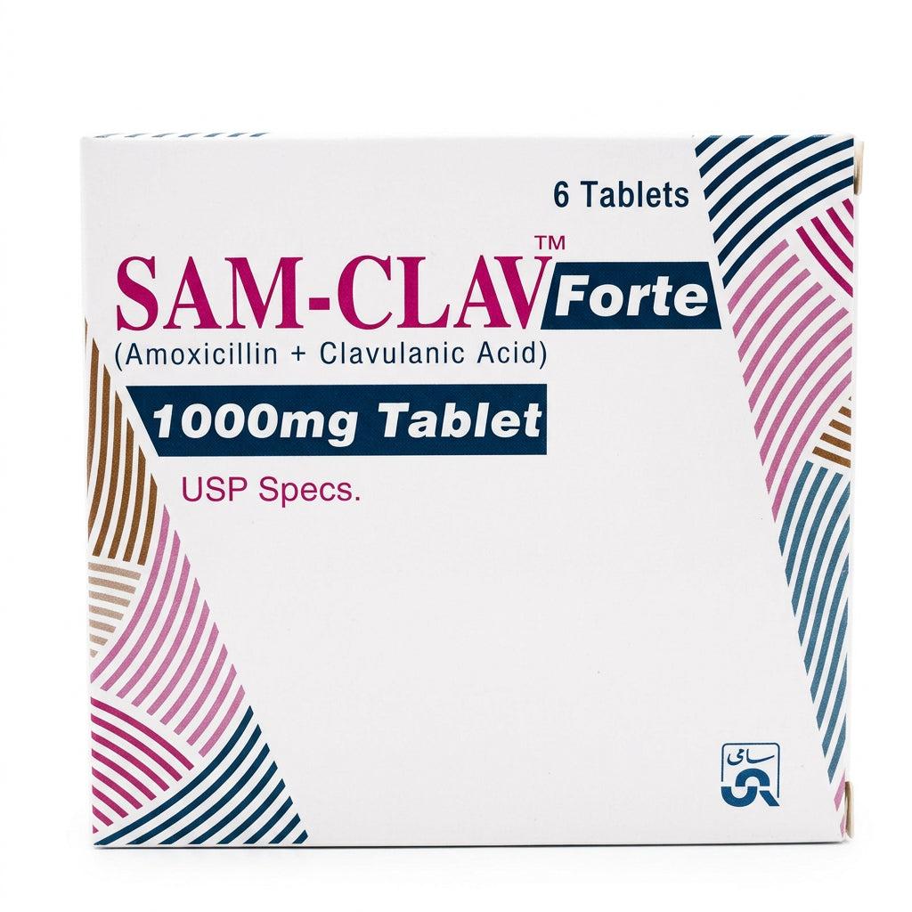 SAM-CLAV Forte 1000mg Tablets – Amoxicillin + Clavulanic Acid | 6 Tablets