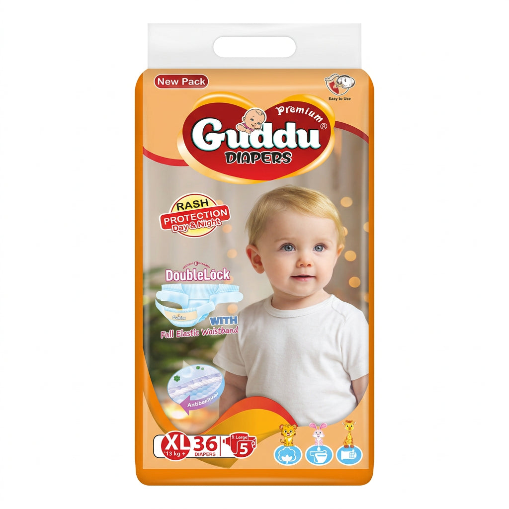 Guddu Premium Baby Diapers – Comfortable Fit & Day and Night Protection
